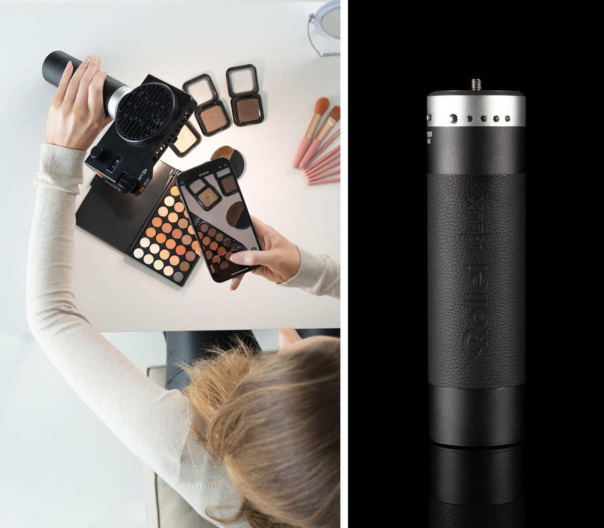 Rollei Empuñadura de batería | 99 Wh | para la serie LUX | Compatible con luces Rollei LUX | Potente batería de 99 Wh | Conectores D-Tap & USB-C | Apto para viajes en avión | Empuñadura de energía con
