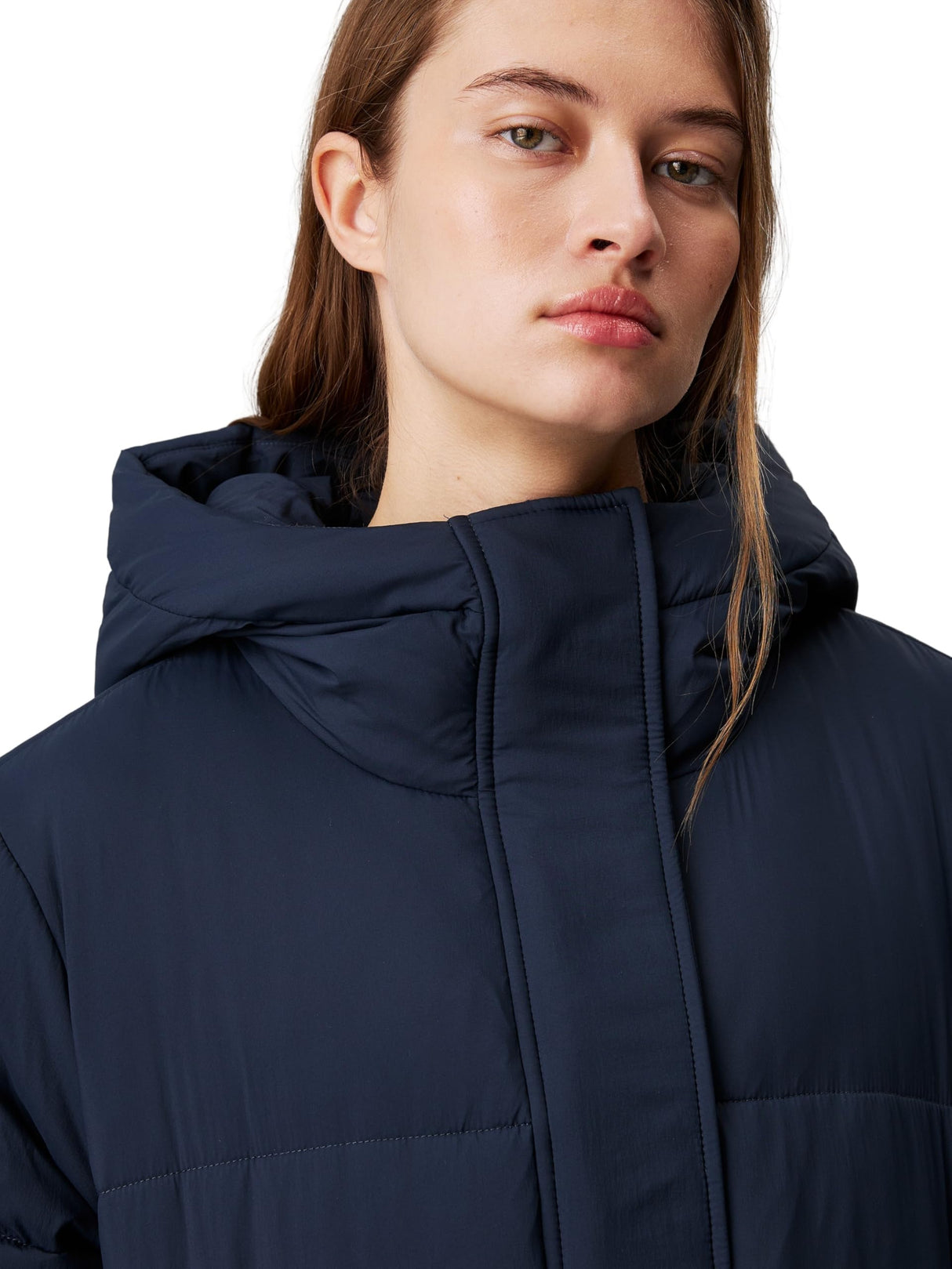 Calvin Klein Abrigo Mujer Logo Belt Long Puffer con cinturón, Azul (Ink), L