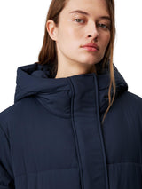 Calvin Klein Abrigo Mujer Logo Belt Long Puffer con cinturón, Azul (Ink), L