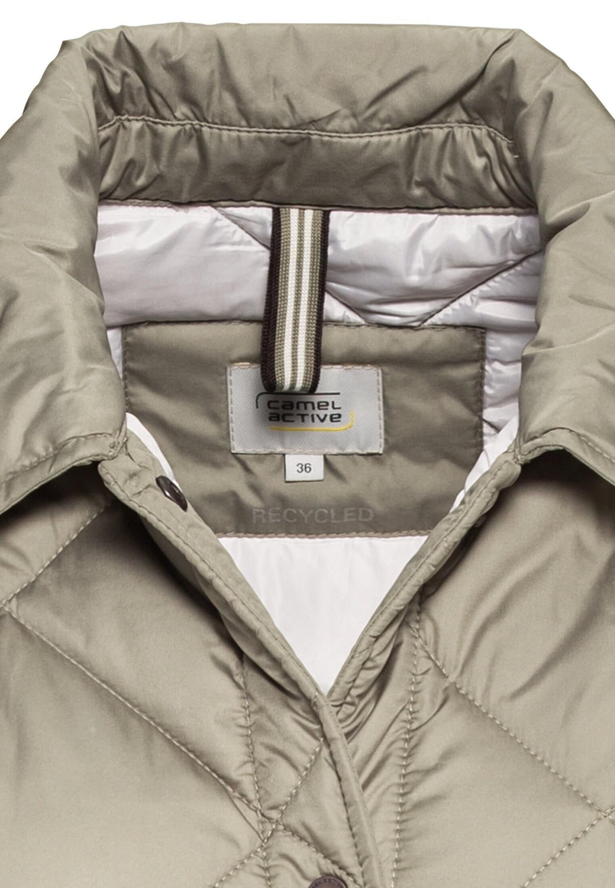 camel active Chaqueta Larga Acolchada en Estilo Overshirt Coat, Verde, 46 para Mujer