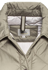 camel active Chaqueta Larga Acolchada en Estilo Overshirt Coat, Verde, 46 para Mujer