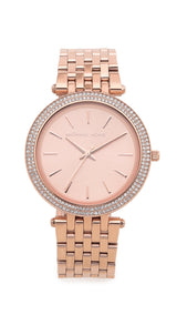 Michael Kors Reloj Darci para Mujer, Movimiento de Cuarzo de Tres Agujas en Tono Oro Rosa con Correa de Acero Inoxidable, 39 mm, Tono Oro Rosa