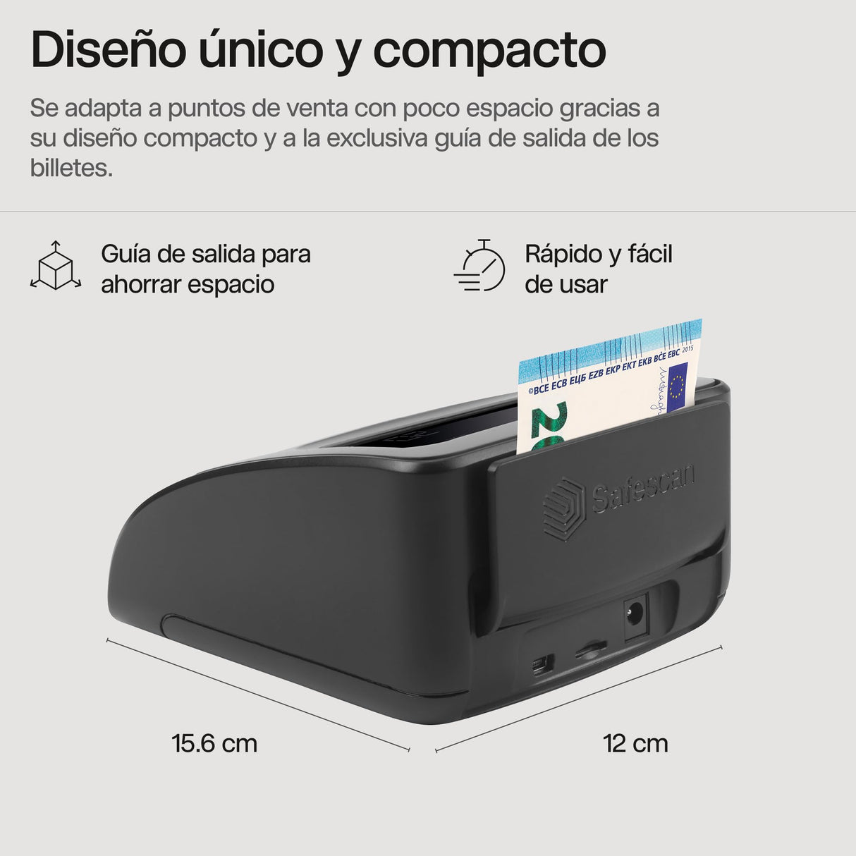 Safescan Detector de billetes falsos automático y portátil 155-SX para verificar rápidamente los billetes-Detector de billetes falsos con 7 puntos de detección -Detector de billetes falsos 100% fiable