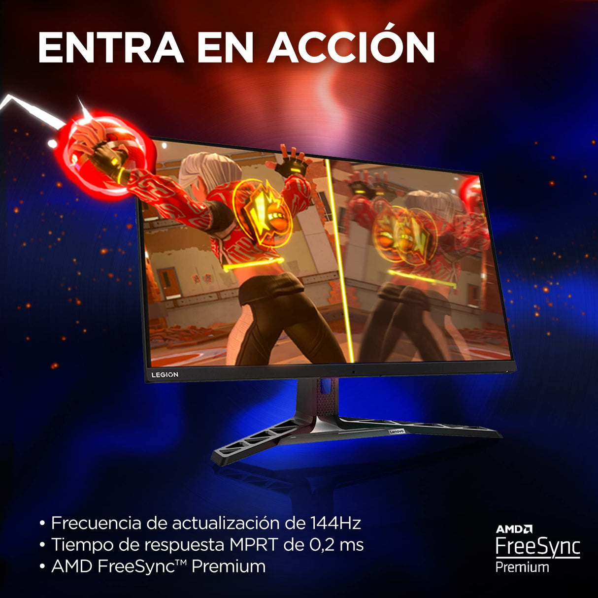 Lenovo Legion Y32p-30 - Monitor Gaming 31.5" 4K UHD con EyeSafe (IPS, 144 Hz, 0.2ms, HDMI DP USB-C + Cables, FreeSync Premium, HDR400, Altavoces) Ajuste de Inclinación/Elevación/Rotación - Negro