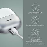 Panasonic ES-ACM3BW503 Serie 700 Afeitadora Compacta de 3 Cuchillas, Afeitadora Eléctrica Húmeda y Seca para Hombres, Sensor de Barba, Resistente al Agua IPX7, Carga USB-C y Adaptador, Blanco