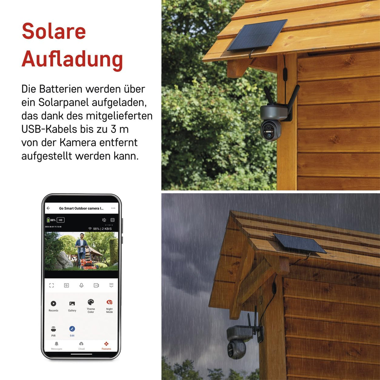 EMOS GoSmart - Cámara de vigilancia Inteligente para el Aire Libre - Cámara IP giratoria de 3 MP 4G/LTE y aplicación - Detección de Movimiento, visión Nocturna, batería de Panel Solar, Compatible con