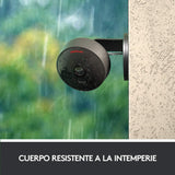 Logitech Circle View Cámara de seguridad doméstica con cable resistente a la intemperie, angular de 180°, HD 1080p, visión nocturna, audio de dos vías, con cifrado y Apple HomeKit Secure Video - Negro