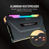 Corsair Módulo de Memoria de Alto Rendimiento 16 GB, DDR4 3200 mHz XMP 2.0 C16, Iluminación LED RGB, Negro, 2 x 8 GB