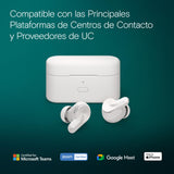 EPOS Adapt E1 Auriculares Inalámbricos Blanco – ANC Híbrido, Bluetooth Multi-Point, Certificado Microsoft Teams & iPhone, 50H Batería, Carga Inalámbrica,USB-C, IPX5 Resistente al Agua