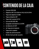 CANON EOS R8 Cámara Mirrorless + Objetivo RF 24-50 mm F4.5-6.3 IS STM + 2X Baterías (Kit de Batería Adicional), Cámara Evil Full Frame (24,2 MP) -6.5 EV, Vídeo 4K 60 fps, Dual Pixel CMOS AF II, Negro