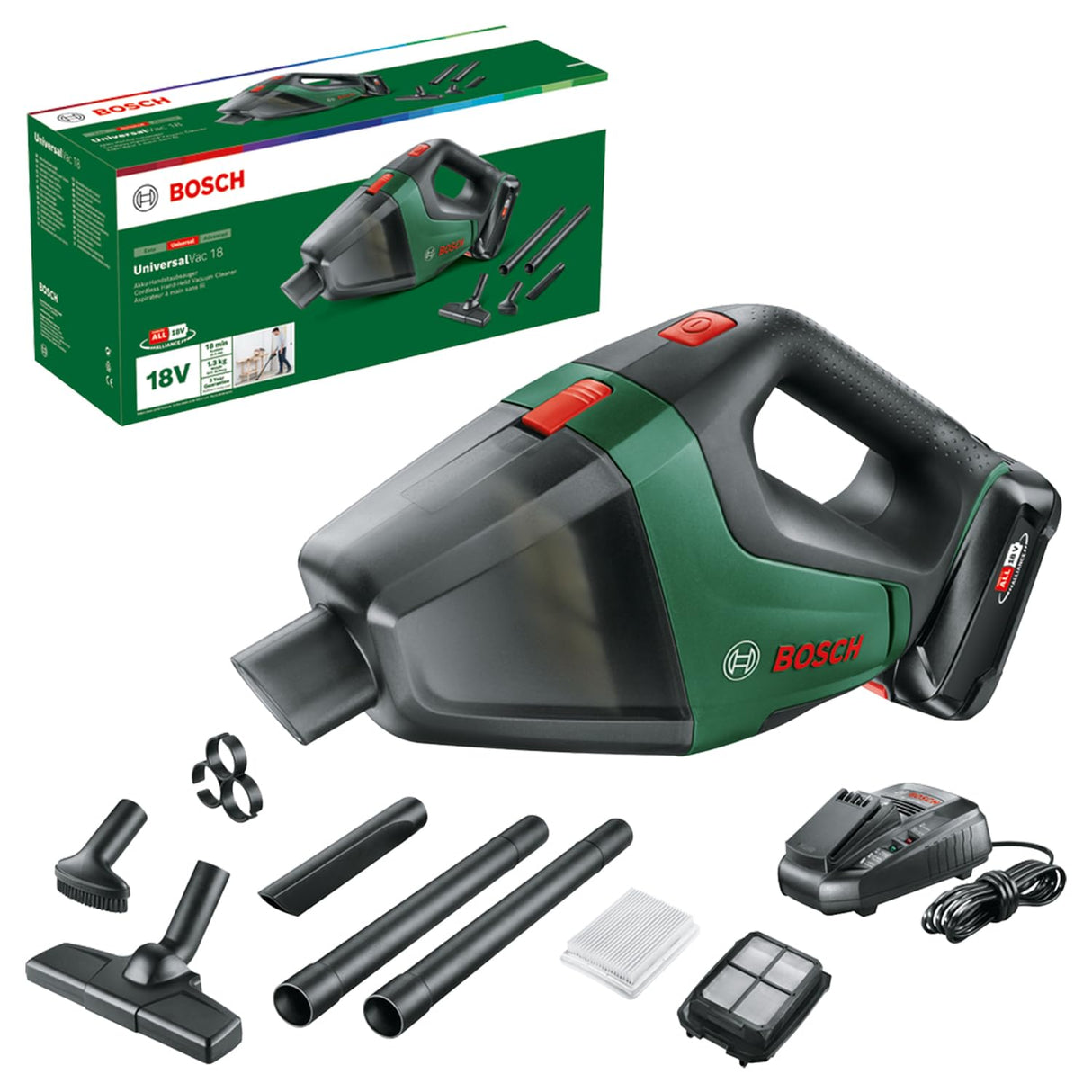 Bosch Aspirador a batería UniversalVac 18 batería de 2.5 Ah, Sistema de 18 voltios, en Caja
