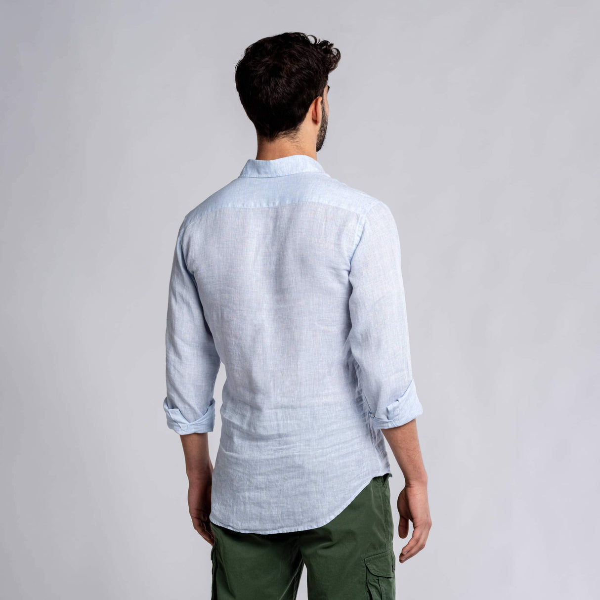 Panareha Camisa Polera Hombre Lino MAMANUCA Azul Claro (L)