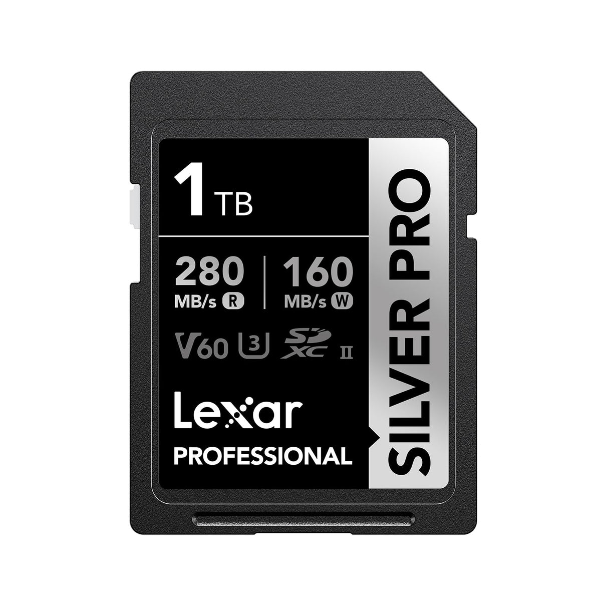 Lexar Silver Pro Tarjeta SD de 1TB, Tarjeta de Memoria SD UHS-II, V60, U3, C10, Lectura de hasta 280MB/s, Escritura de 160MB/s, Tarjeta SDXC para DSLR/cámara/fotógrafo/videógrafo (LSDSIPR001T-BNNNG)
