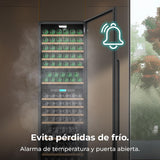 Cecotec Vinoteca 176 Botellas Bolero GrandSommelier Duo 176000 Black. Temperatura Dual, Protección UV, Alarma Temperatura, Filtro Carbón, Puerta Reversible, LED, Compresor Eficiente