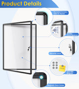 Swansea Tablón de anuncios con llave para 9 Hojas DIN A4丨Tablón de anuncios de Aluminio丨Negro丨Panel de anuncios para comunidad丨98 x 72 cm