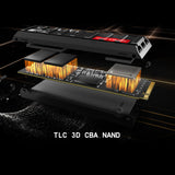 WD Black SN8100 NVMe SSD con disipador de Calor de 8 TB (velocidades de Lectura secuenciales de hasta 14 900 MB/s, PCIe Gen 5, hasta 4,800 TBW, SANDISK TLC 3D CBA NAND Technology)