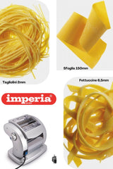 Imperia PastaPresto Línea Clásica. Máquina eléctrica para pasta. 100% Made in Italy. Máquina de pasta fresca con motor eléctrico 220v. Laminadora eléctrica para lasagne, tagliolini, fettuccine.