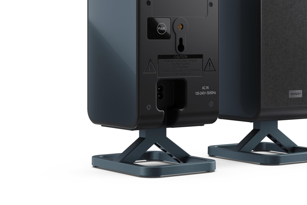 Sharp HT-SPR52021(BK) Pareja de Altavoces Traseros inalámbricos 1.0.1 para conectar a tu Barra de Sonido Q para Experiencia Mejorada, Sonido Envolvente, Dolby Atmos y DTS:X, P. MAX 200W, Negro