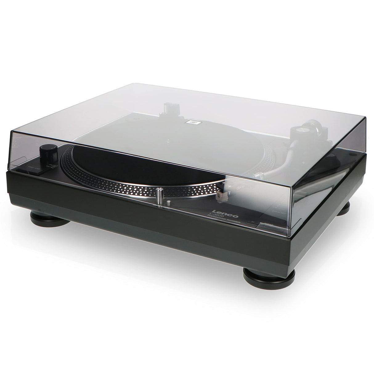 Lenco L-3808 Tocadiscos USB DJ con Direct Drive - 33/45 rpm, sistema de captación magnética, iluminación de aguja y digitalización para PC, Negro