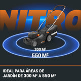 WORX Cortacésped WG737E Nitro con batería de 40 V (2 x 20 V), Potente Motor sin escobillas, Ancho de Corte de 37 cm, 6 Niveles de Altura de Corte (20 – 70 mm), Saco recogedor de césped de 40 l,
