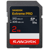 SANDISK Extreme Pro SD UHS-II V90 Tarjeta 2 TB (velocidades de Lectura de hasta 310 MB/s, Velocidades de Escritura de hasta 305 MB/s, Funciona con cámaras réflex y sin Espejo)