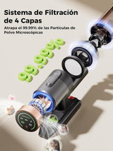 Proscenic P11 Ultra Aspiradora sin Cable 50KPa/500W/50Min, Aspiradora Escoba Vertical Potente con Luz Verde, Cepillo Antienredos y Pantalla LED para Alfombras/Suelos/Pelo de Mascotas