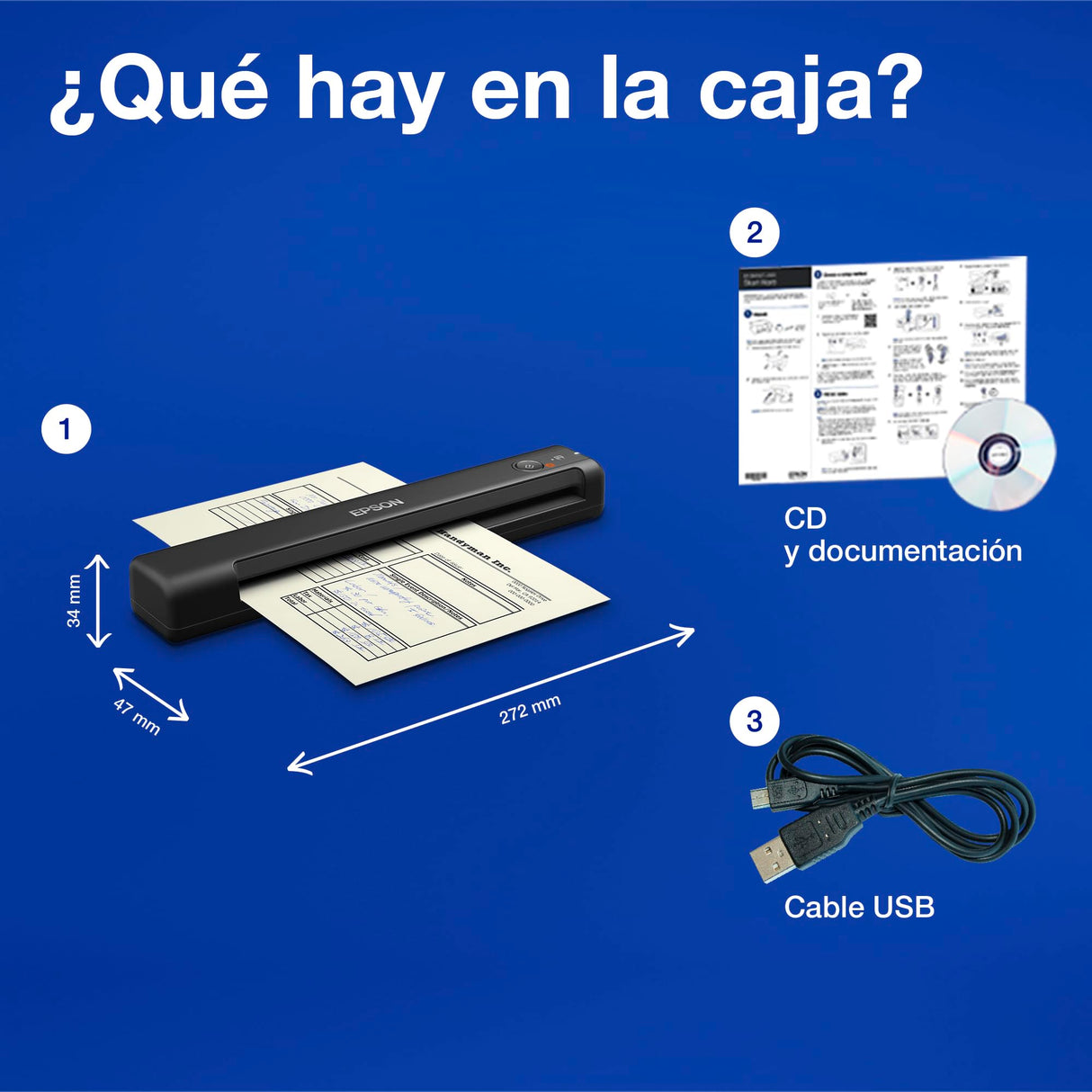 Escáner móvil rápido WorkForce ES-50 A4 con tecnología Epson ScanSmart y sin tiempo de encendido