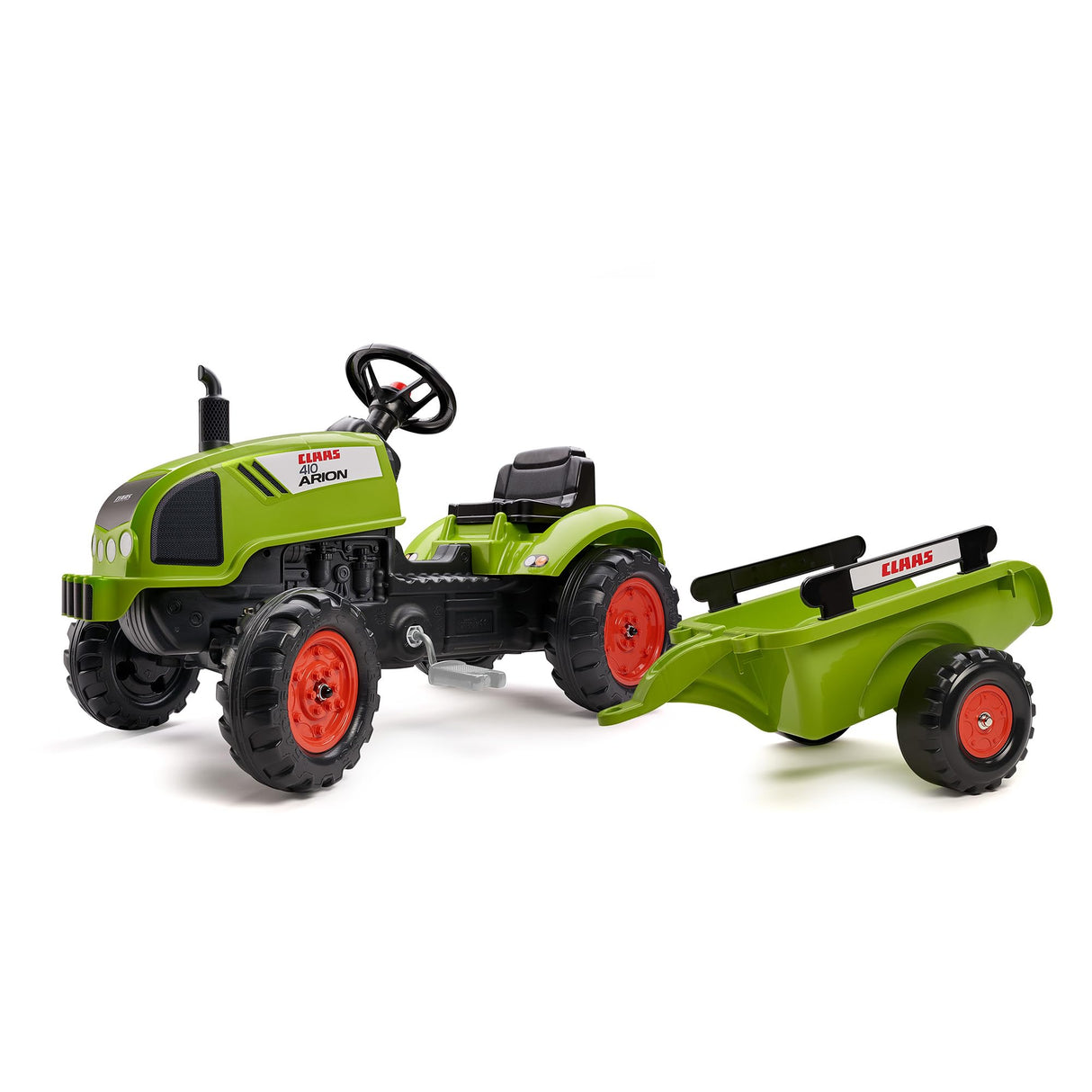 FALK - Tractor a Pedales Claas con Remolque, A Partir de 2 años, Volante con bocina, Verde Caqui (2041C)