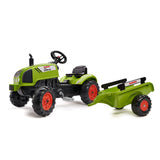 FALK - Tractor a Pedales Claas con Remolque, A Partir de 2 años, Volante con bocina, Verde Caqui (2041C)