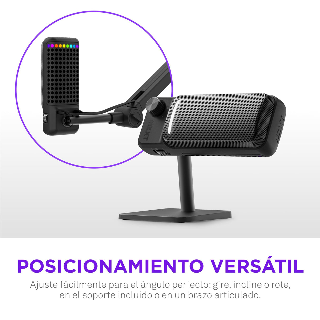 NZXT Capsule Elite - Micrófono de Condensador USB prémium para Gaming, Streaming, podcasting y grabación - Sonido Estudio - Diseño multiposición - Software DTS - Iluminación RGB - Negro