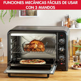 Moulinex Optimo OX495810 - Horno de Convección 60 L, 6 Modos de Cocción, Termostato hasta 240 y Temporizador hasta 120 Minutos, Bandeja de Horneado y Rejillas Reversibles, Diseño Compacto