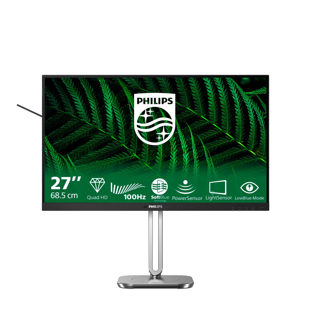 Philips 27B2G5500 Monitor 27" QHD, WLED, 100Hz, IPS, 4 ms GtG, Adaptive Sync., TUV EyeSafe, Altavoces, Altura Ajustable (2560x1440, 2X HDMI 2.0, 1x DP 1.4, USB-Hub) Gris Oscuro