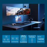 Kensington K35201EU - Estación de Acoplamiento SD5000T5 EQ Thunderbolt 5, Triple Monitor 8K/4K, Lector de Tarjetas SD y Micro SD, Alimentación 140W, 3X Thunderbolt 5, Ethernet y USB 3.2 Gen2, Gris