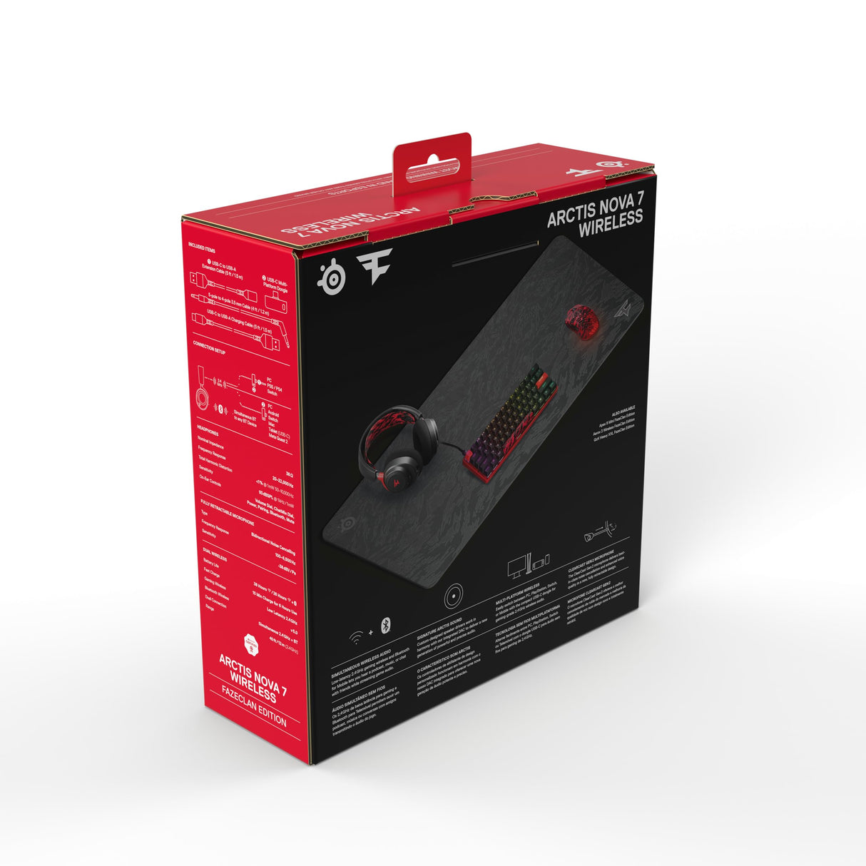 SteelSeries Arctis Nova 7 - Faze Clan Edition - Auriculares Gaming multiplataforma inalámbricos - Dual Wireless 2,4 GHz y Bluetooth - 38 h batería Carga rápida - PC, PS, Mac, móvil, Switch