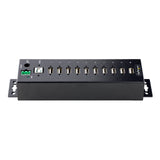 StarTech.com Hub Concentrador USB 2.0 de 10 Puertos - Hub USB Resistente con Protección de ESD de Nivel 4 - de Escritorio, Pared, DIN - con Puertos Bloqueables - Ladrón USB (USB210AIND-USB-A-HUB)