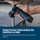 Bosch Professional 12V System lijadora orbital excéntrica a batería GEX 12V-77 (incl. plato de caucho montado con cierre por contacto de 77 mm, llave)