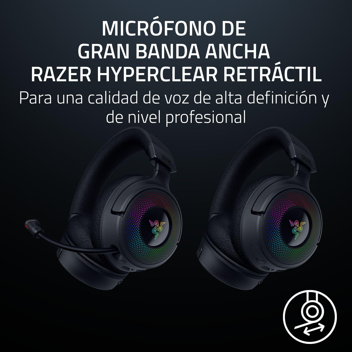 Razer Kraken V4 - Wireless Gaming Headset (3 Modes Connectivity, Triforce 40mm Drivers, 9-Zone RGB Earcup Lighting, Mix & Volume adjustments, THX Spatial Audio) Black