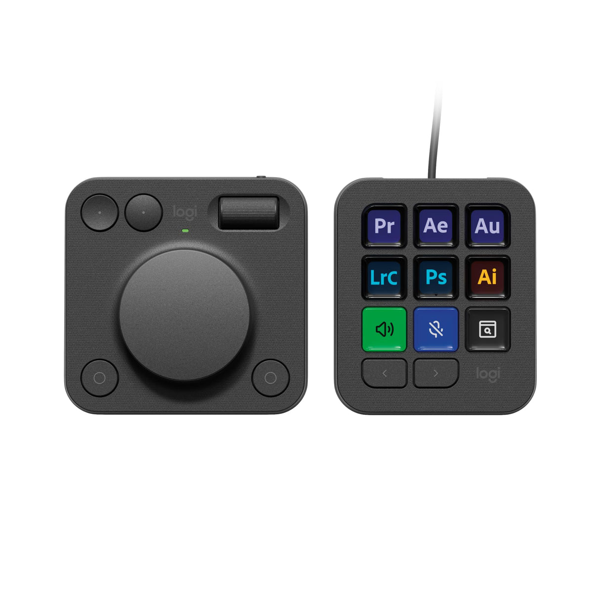 Logitech MX Creative Console, keypad programable con 9 teclas LCD personalizables y dial de control para diseño gráfico, edición de vídeo, fotografía, uso con Adobe, Zoom, Spotify - Grafito
