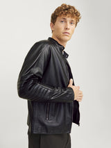 JACK & JONES Leather Jacket Leather Jacket Black S Black S
