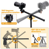 TARION Q550 Trípode Cámara y Brazo Extensión Columna Central con rotación Horizontal 360°y Vertical 180°y Sacos de Arena MAX 155 cm Carga 6 kg para Viajar Foto