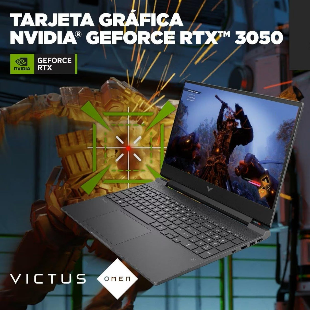 HP Victus 15-fb3021ns - Ordenador portátil Gaming de 15.6" FHD (AMD Ryzen 5-8645HS, 16GB RAM, 512GB SSD, NVIDIA GeForce RTX 3050, Sin Sistema Operativo) Gris - Teclado QWERTY Español