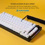 Glorious Gaming GMMK PRO 75% - Teclado gaming mecánico modular, TKL, carcasa de 1,5 kg, personalizable, cable espiral, reposamuñecas, keycaps blancas, RGB, distribuciones QWERTY español - Negro