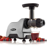 Omega CNC80S - Exprimidor compacto de sistema de nutrición multiuso de velocidad lenta, horizontal, plástico, plateado
