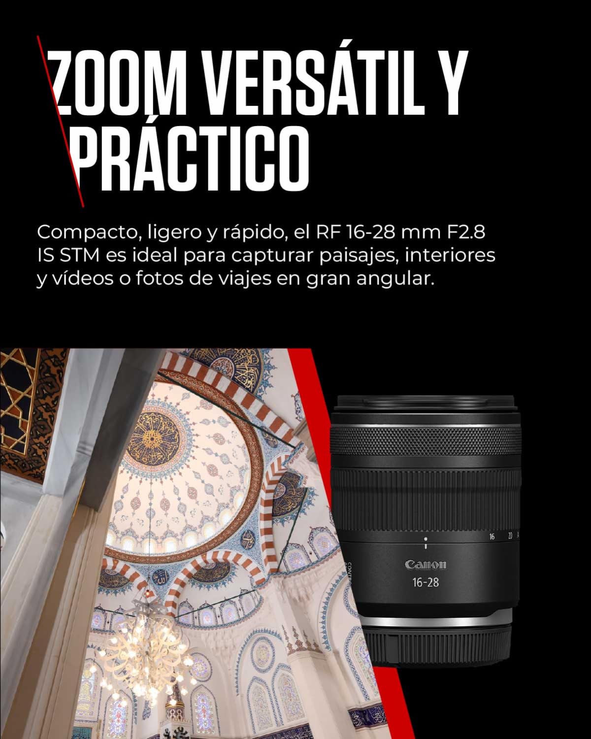 Canon Objetivo RF 16-28 mm F2.8 IS STM – Zoom Ultra Gran Angular, con Estabilizador de Imagen de 5,5 Pasos, Ideal para Paisajes y Viajes | Canon EOS R