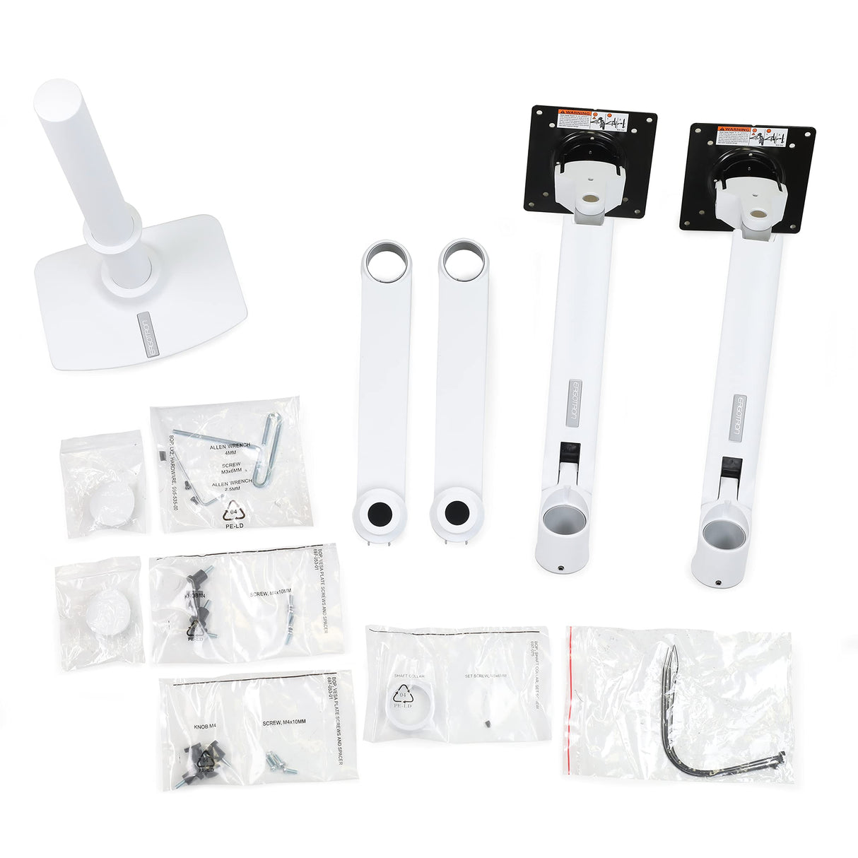Ergotron LX Series 45-492-216 soporte de mesa para pantalla plana 61 cm (24") Blanco - Soporte para televisor (18 kg, 61 cm (24"), 75 x 75 mm, 100 x 100 mm, Ajustes de altura, Blanco)