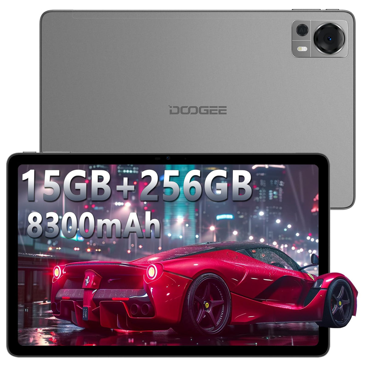 DOOGEE T20 Tablet 10,4 Pulgadas, 15GB RAM + 256GB ROM(TF 1TB), 2K TÜV Certificado Octa-Core Android 12 con 8300mAh Batería, Dual 4G y 2.4/5G WiFi, 16MP+8MP, 4 Altavoces Hi-Res Audio, Gris