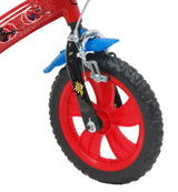 ATLAS 12' Bicicleta Spiderman Equipada con 1 Freno, Placa Delantera Decorativa, Guardabarros, cárter y estabilizadores. Chico, Rojo