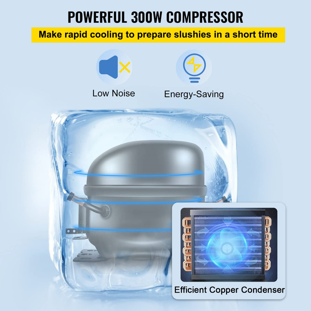 VEVOR, Vevor Máquina de Granizado de Hielo Comercial 6L Máquina para Hacer Granizados Comercial 19x47x60 cm, de Acero Inoxidable 300 W con Agitadores Dobles para Restaurante, Bar