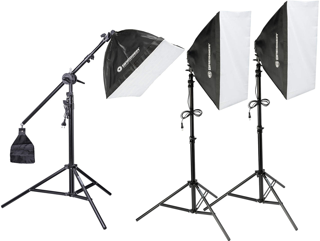 Bresser BR-2105 - Kit de Estudio fotográfico (luz de día y Fondo, 2925 W, con Sistema de Fondo, pañuelos, trípode, softbox y lámpara)