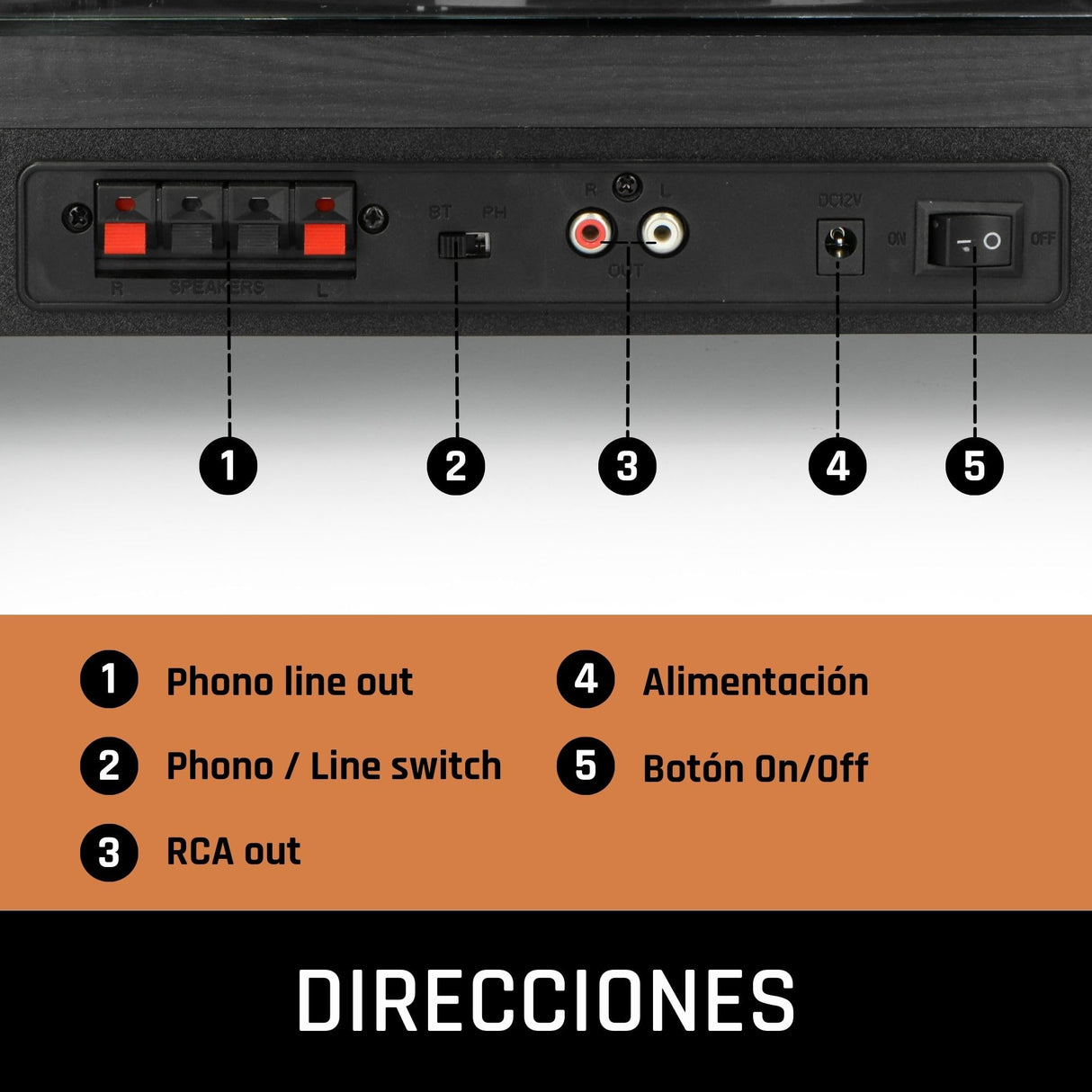 Lenco LS-300 - Giradiscos Hi-Fi con Bluetooth - Con altavoces externos 2 x 10 W RMS - Transmisión por correa - Apagado automático - Carcasa MDF - Negro